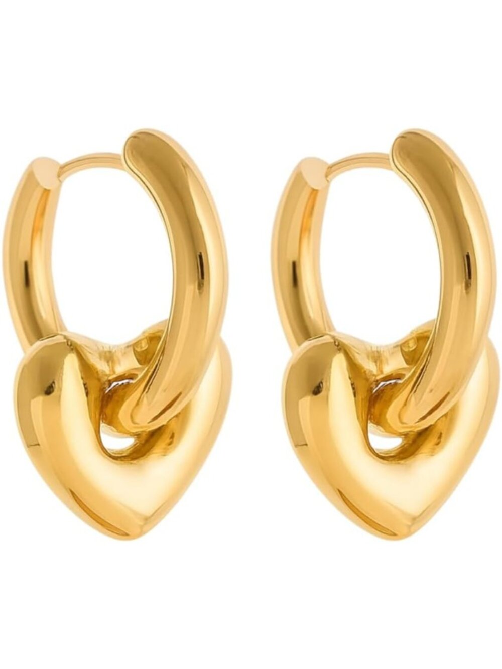 18K Gold Plated Huggie Hoop Earrings, Waterproof Celestial Moon Star Heart